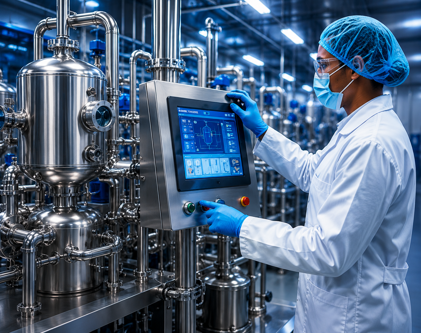 Modern ice cream manufacturing facility with hygienic production equipment